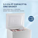 Chest Freezer 3.5 Cu.Ft Small Deep Freezer Top Door Mini Freezer with Removable Basket, Low Noise, 7 Adjustable Temperature and Energy Saving Perfect for Home Garage Basement Dorm or Apartment