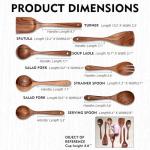 Wooden Non-Stick Kitchen Pan Toolset 7 Pieces Set,100% Natural Teak Kitchen Utensils Spatula, Wooden Cooking Utensils Spoons, Fried Spatula and Salad Fork