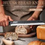 Huusk Bread Knife 8 Inch - Sourdough Bread Knives with Wavy Edge for Efficient Slicing,Serrated Bread Slicer Dad Mom Present Gift Baking Supplies