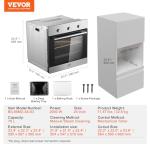 VEVOR Single Wall Oven, 2.68 Cu.Ft Electric Wall Ovens with Timer, 24" Built-in Electric Wall Oven with 6 Cooking Functions, Mechanical Knob Control Convection Wall Oven with Baking Rack and Tray