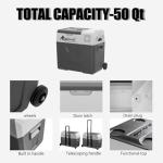 Alpicool CX50 Portable Refrigerator 50 Quart(47.3 Liter) with Trolley Vehicle, Car, Truck, RV, Boat, Mini Fridge Freezer for Driving, Travel, Fishing, Outdoor-12/24V DC