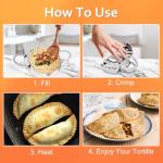 Stainless Steel Tortilla Sealer Crimper - 6 Inch Empanada Press & Taco Maker with Serrated Leakproof Edge, Easy Press Tool for Quesadilla, Calzone, Dumpling, Pastry, Samosa, Gyoza
