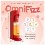 Drinkmate OmniFizz Sparkling Water and Soda Maker, Carbonates Any Drink, ULTIMATE BUNDLE - Includes three 60L CO2 Cylinders, Two Carbonation Bottles, and Fizz Infuser (Royal Red)