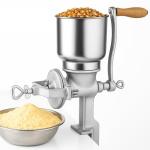Hand Crank Grain Mill Grinder – Silver Manual Grinder for Corn Wheat Nuts with Clamp Handle Operated Wheat Mill Grain for Home Compact Food Hand Crank Tool