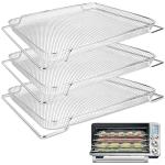 Air Fryer Basket for Breville Smart Oven Air Fryer Pro, 3PCS Steel Mesh Dehydrate Baking Microwave Oven Baskets Accessories Tray for Basket BOV900 and BOV950 Toaster (16.5"D x 11.8"W x 1.8"H)