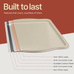 Bakken Swiss Cookie Sheet 3 Piece Set - Non-Stick, Stackable Baking Pans, White marble Deluxe Ceramic Coating – Dishwasher Safe - for Home Baking