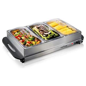 Nutrichef Stainless Steel Buffet Warmer with 3 Trays