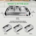 Nutrichef Stainless Steel Buffet Warmer with 3 Trays