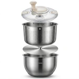Stainless Steel Salad Spinner and Fruit Washer