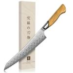 TIVOLI Damascus Bread Knife with Olive Wood Handle