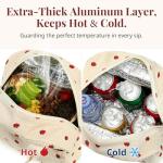 Stylish Insulated Strawberry Lunch Bag - Beige