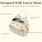 Stylish Insulated Strawberry Lunch Bag - Beige