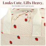 Stylish Insulated Strawberry Lunch Bag - Beige