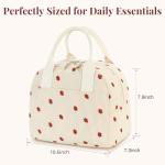 Stylish Insulated Strawberry Lunch Bag - Beige