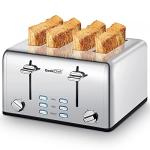 Geek Chef 4-Slice Stainless Steel Toaster with Extra Wide Slots