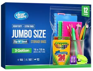 12 Extra Large Zipper Bags for Storage and Travel