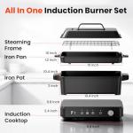 Olayks Portable Induction Cooktop with Grill Pan