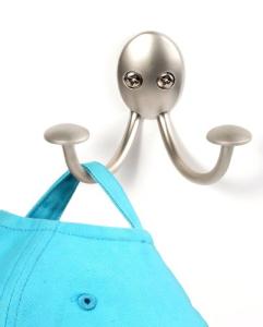 Satin Nickel Double Prong Wall Hooks for Hanging