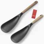 VOVOLY Silicone Cooking Spoon Set, Black 2-Pack