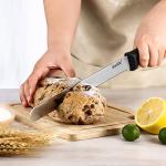 10-Inch Black Stainless Steel Bread Knife with Sheath