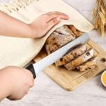 10-Inch Black Stainless Steel Bread Knife with Sheath