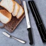 10-Inch Black Stainless Steel Bread Knife with Sheath
