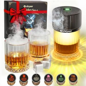 Electric Whiskey Smoker Kit with Glasses & Ice Cubes