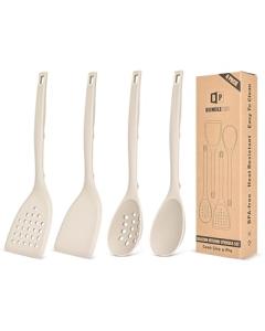 4-Piece Silicone Kitchen Utensils Set - Khaki