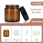 4oz Amber Glass Jars with Lids - 4 Pack