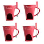 4-Piece Ceramic Fondue Cup Set with Forks