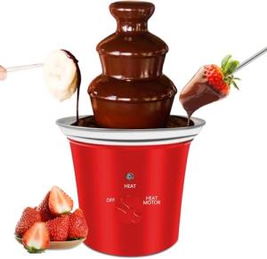 Red Mini Chocolate Fountain Machine with Tray