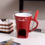 4-Piece Ceramic Fondue Cup Set with Forks