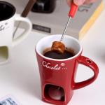 4-Piece Ceramic Fondue Cup Set with Forks