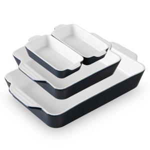 Sweejar 4-Piece Ceramic Bakeware Set, Navy