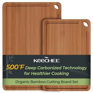 Bamboo Cutting Board with Juice Grooves & Handles