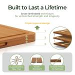 Bamboo Cutting Board with Juice Grooves & Handles