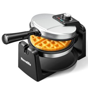 Rotating Belgian Waffle Maker with Adjustable Browning