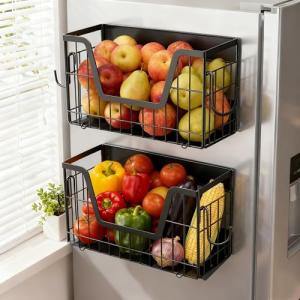 Magnetic Refrigerator Shelf Baskets - 2 Pack