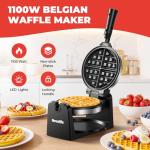 Rotating Belgian Waffle Maker with Adjustable Browning