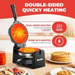 Rotating Belgian Waffle Maker with Adjustable Browning