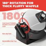 Rotating Belgian Waffle Maker with Adjustable Browning