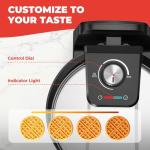 Rotating Belgian Waffle Maker with Adjustable Browning