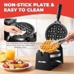 Rotating Belgian Waffle Maker with Adjustable Browning