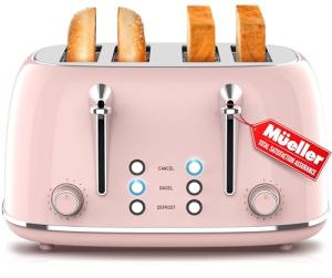 Mueller Retro 4-Slice Toaster in Pink