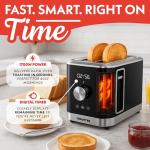 Gourmia 2 Slice Toaster with Bagel and Defrost Modes