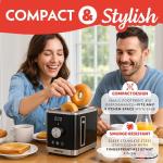 Gourmia 2 Slice Toaster with Bagel and Defrost Modes