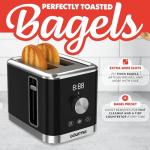 Gourmia 2 Slice Toaster with Bagel and Defrost Modes