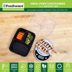 Freshware 50-Pack 3-Compartment Meal Prep Containers