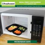 Freshware 50-Pack 3-Compartment Meal Prep Containers