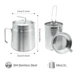 68oz Stainless Steel Oil Filter Pot and Strainer